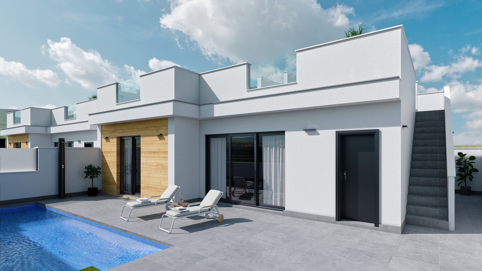 Villas avec piscine privée et solarium à Roldan 1