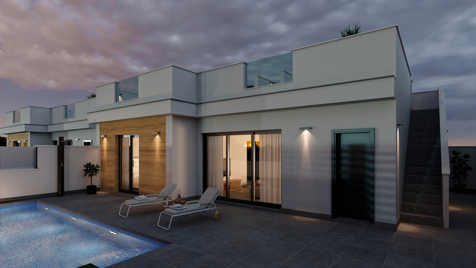 Villas avec piscine privée et solarium à Roldan 2