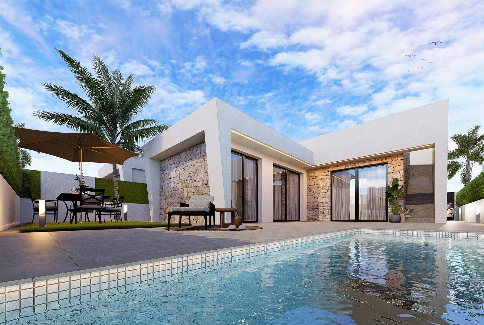 Moderne mediterrane villa's met solarium en privézwembad in Roldan 20